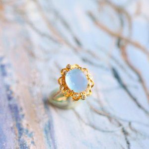 Vintage Natural Aquamarine Stone Adjustable Ring for her